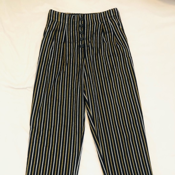 Topshop Navy Stripe Pants Trousers - Picture 1 of 4